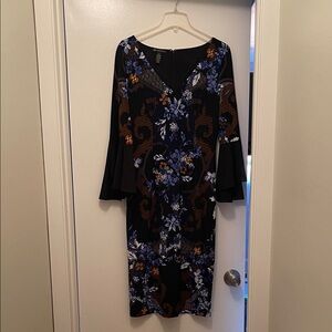 INC International Concepts Black and Blue Floral Dress